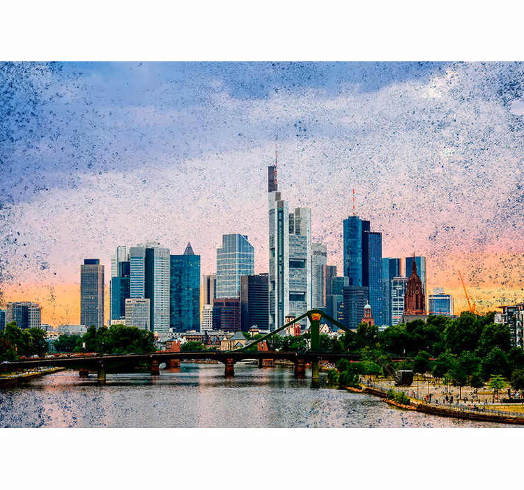 Tenda a rullo soggiorno skyline di francoforte - TenStickers