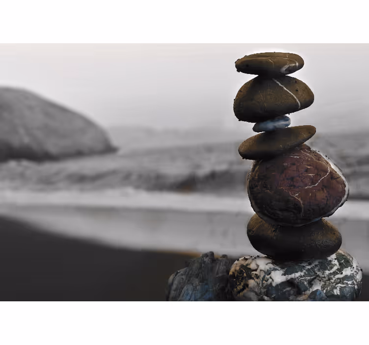 Tenda a rullo soggiorno rocce torre zen - TenStickers