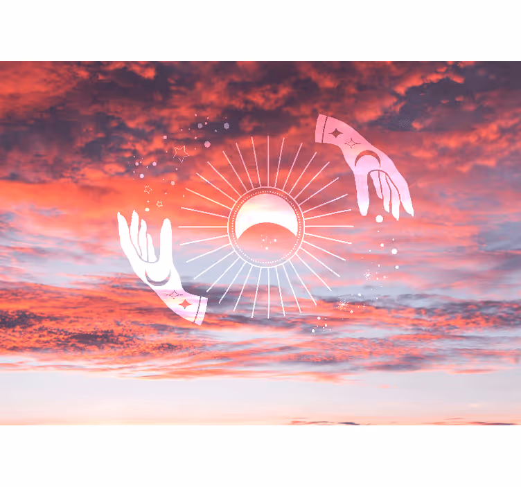 Tenda a rullo soggiorno zen due mani nel cielo - TenStickers