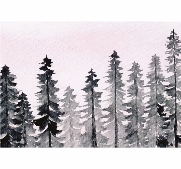 Tenda a rullo soggiorno legno acquarel foresta grigia - TenStickers