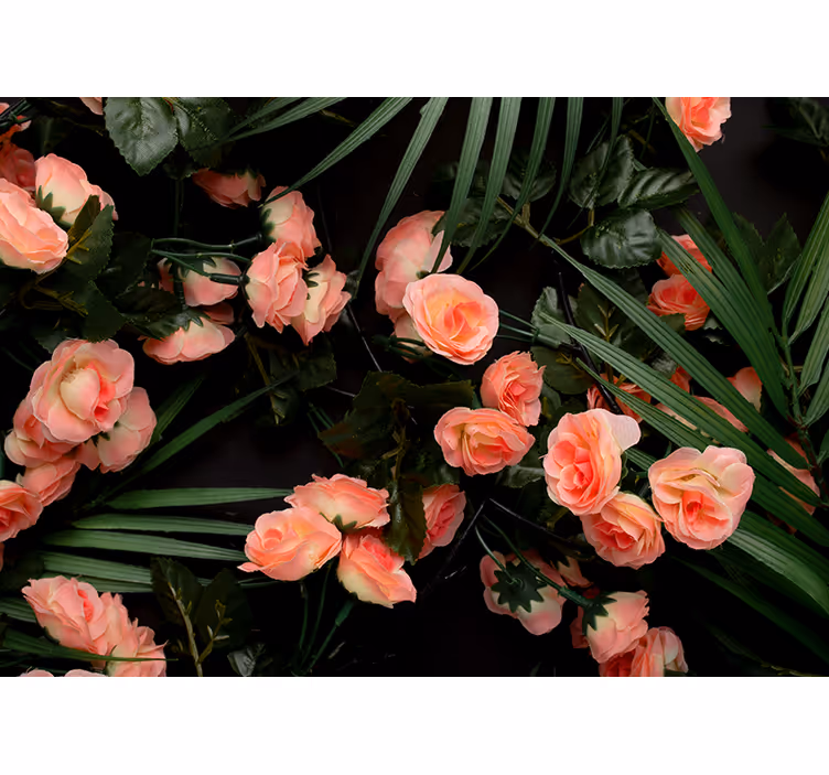 Tenda a rullo soggiorno fiori con palme - TenStickers