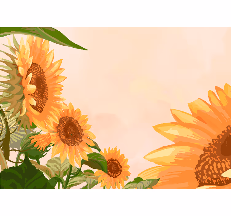 Tenda a rullo soggiorno girasoli dipinti - TenStickers