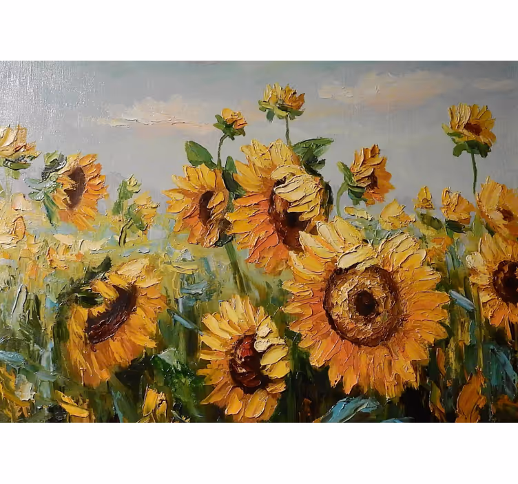 Tenda a rullo soggiorno fattoria di girasoli dipinti - TenStickers