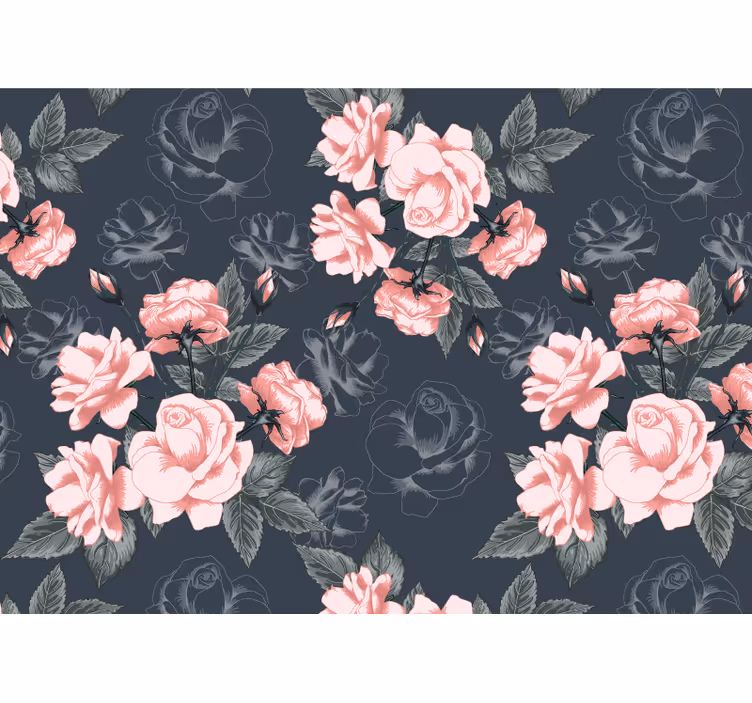 Tenda a rullo soggiorno rose bianche e rosa vintage - TenStickers