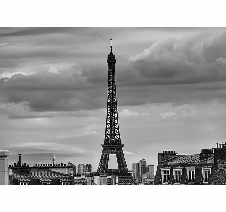 Tenda a rullo soggiorno tour eiffel bianco e nero - TenStickers
