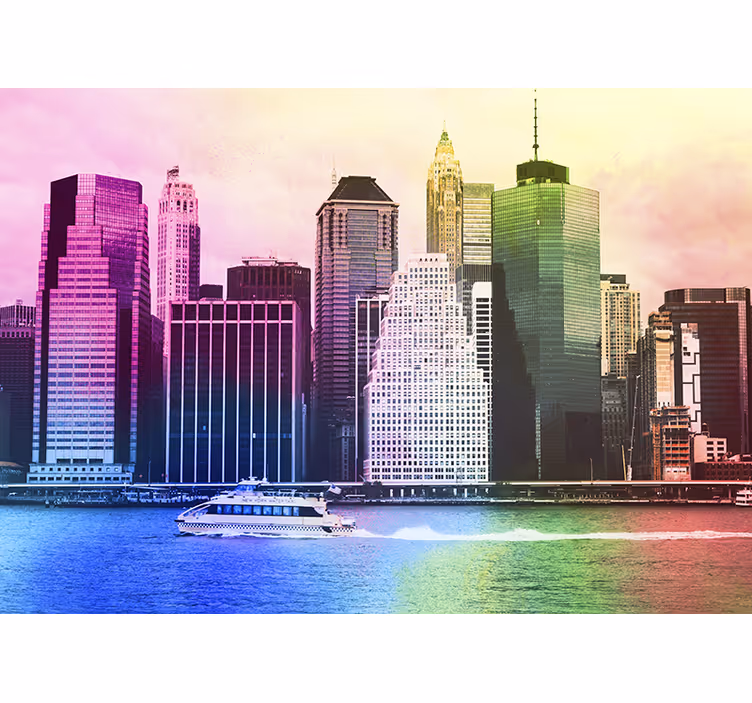 Tenda a rullo soggiorno grattacieli colorati manhattan - TenStickers