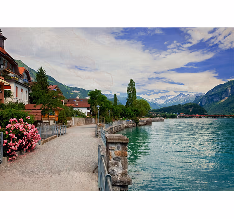 Tenda a rullo soggiorno bellissima città lacustre bern - TenStickers