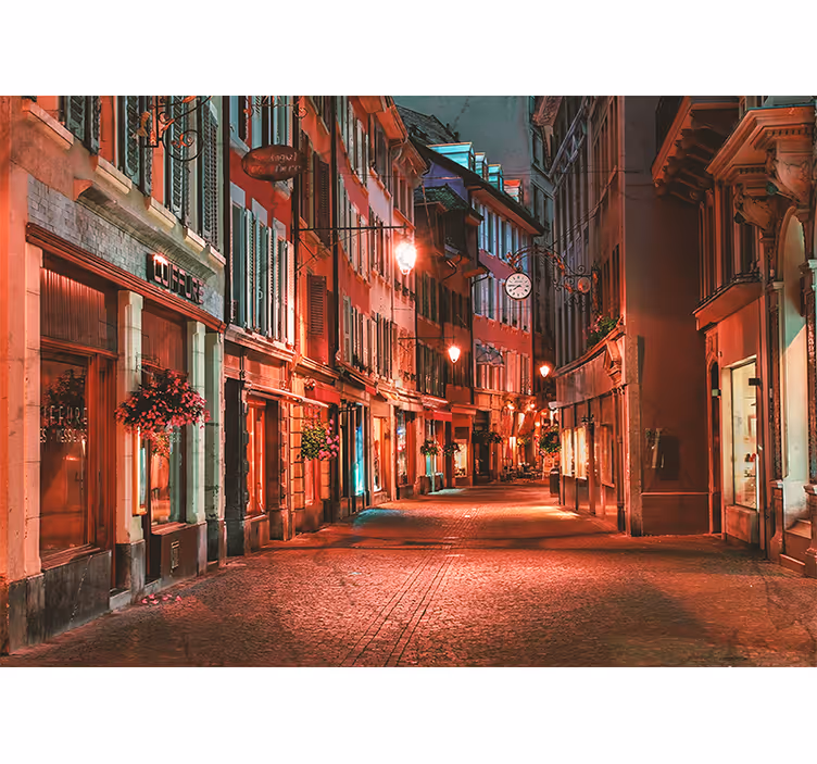 Tenda a rullo soggiorno città solitaria di notte - TenStickers
