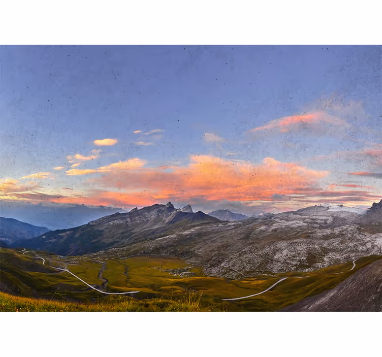 Tenda a rullo soggiorno bellissimo tramonto in montagna - TenStickers