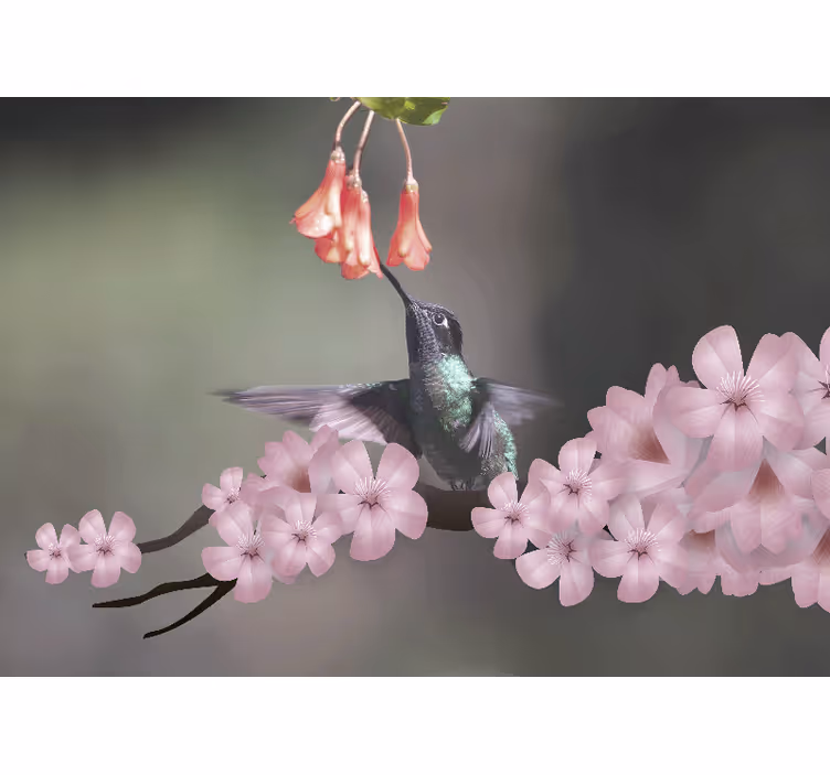 Tenda a rullo soggiorno uccello marrone su albero - TenStickers