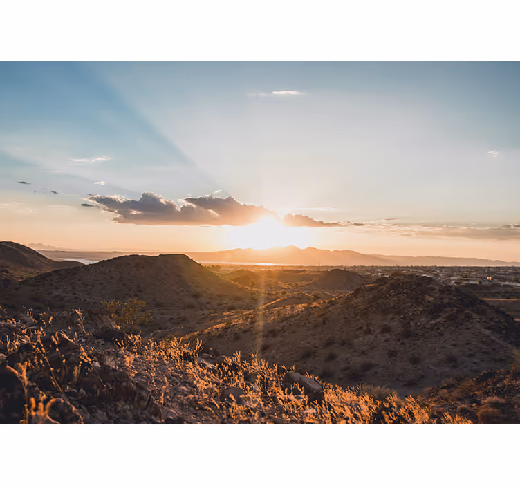 Tenda a rullo soggiorno tramonto nel deserto - TenStickers