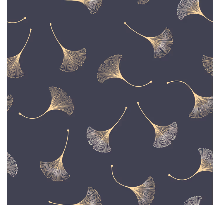 Tenda a rullo soggiorno foglia di ginkgo blu e oro - TenStickers