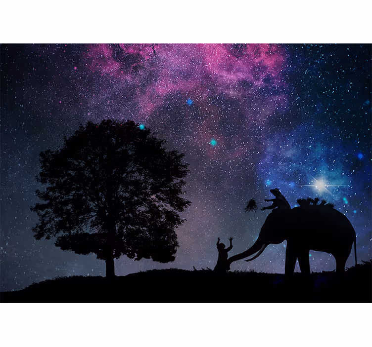 Tenda a rullo soggiorno notte stellata elefante - TenStickers