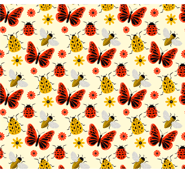 Tenda a rullo soggiorno motivo insetti colorati minimalisti - TenStickers