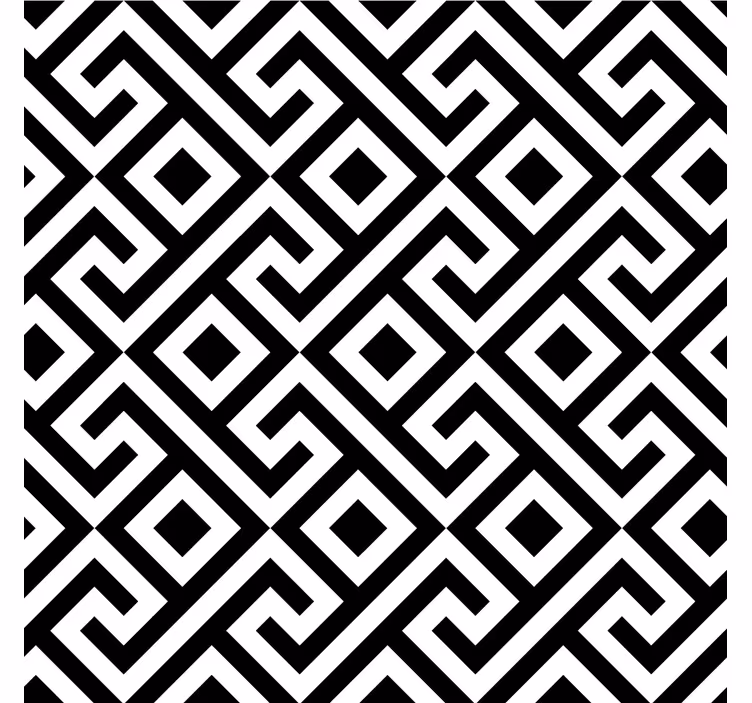 Tenda a rullo soggiorno motivo geometrico bianco e nero - TenStickers
