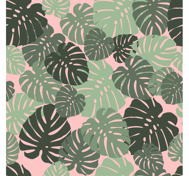 Tenda a rullo soggiorno foglie di monstera rosa - TenStickers