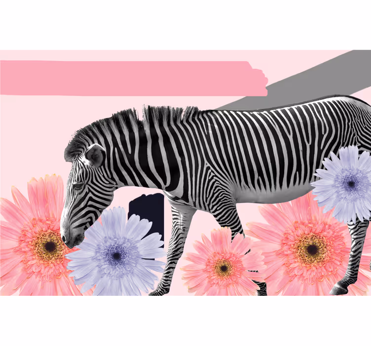 Tenda a rullo soggiorno pittura zebra collage - TenStickers