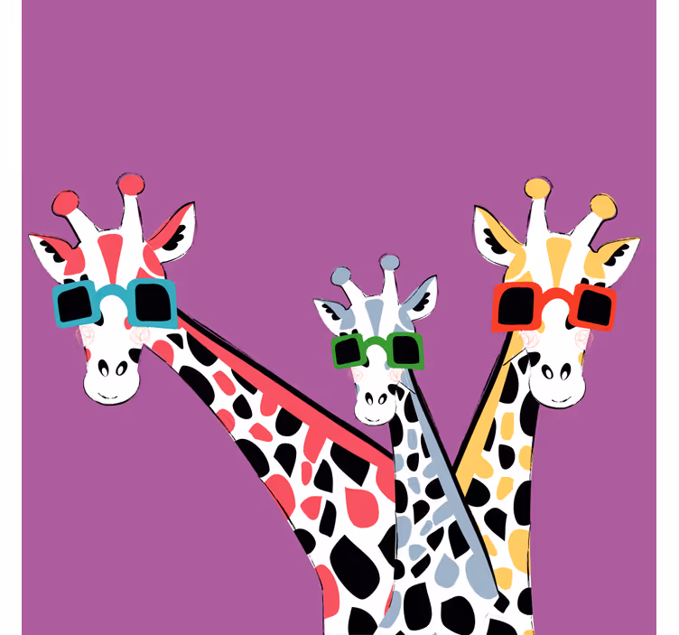 Tenda a rullo soggiorno giraffe buffe con occhiali - TenStickers