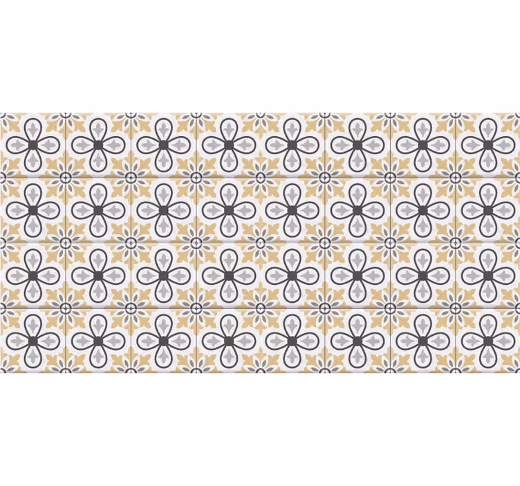 Tenda a rullo beige piastrelle retro cucina - TenStickers