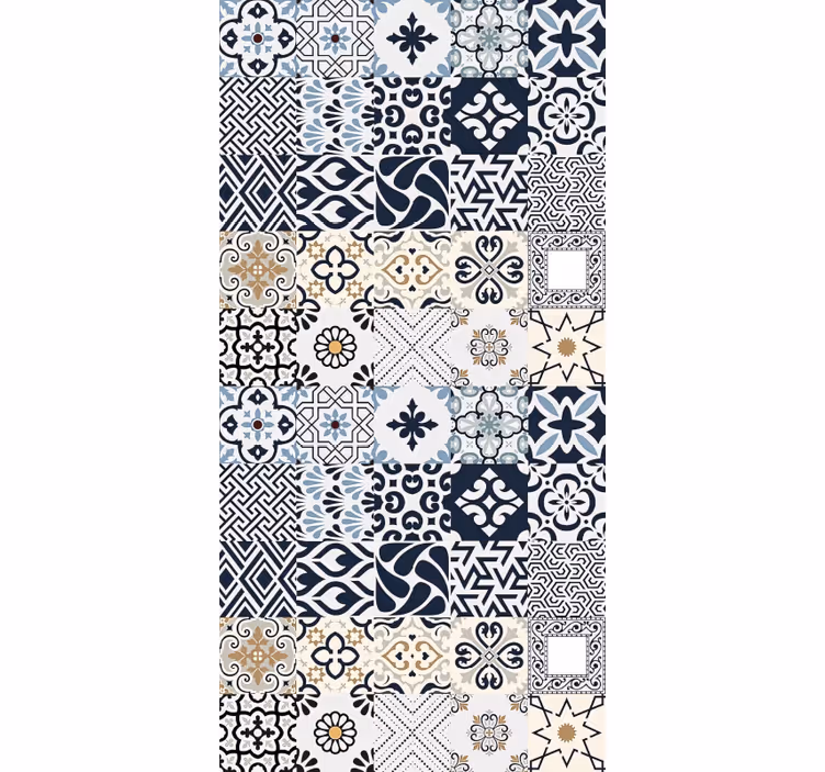 Tenda a rullo beige piastrelle blu - TenStickers