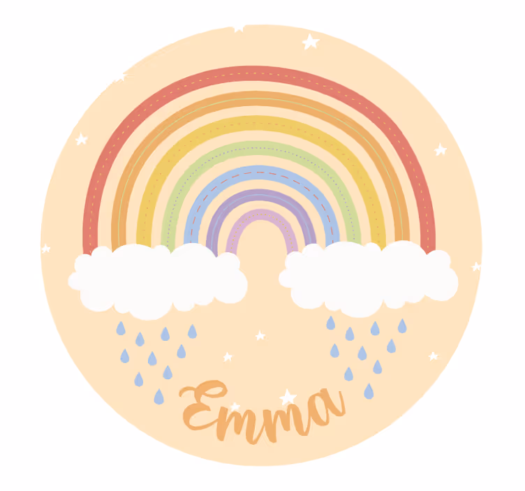 Tenda a rullo beige arcobaleno acquerello con nome - TenStickers