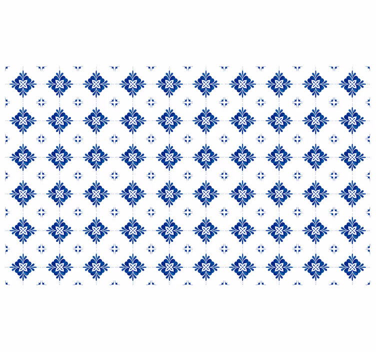 Tenda a rullo camera da letto piastrelle blu vintage - TenStickers