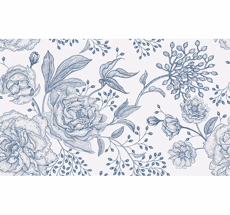 Tenda a rullo bianca design floreale retro - TenStickers