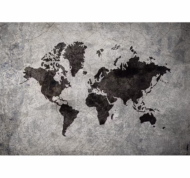 Tenda a rullo grigia mappa del mondo industriale - TenStickers