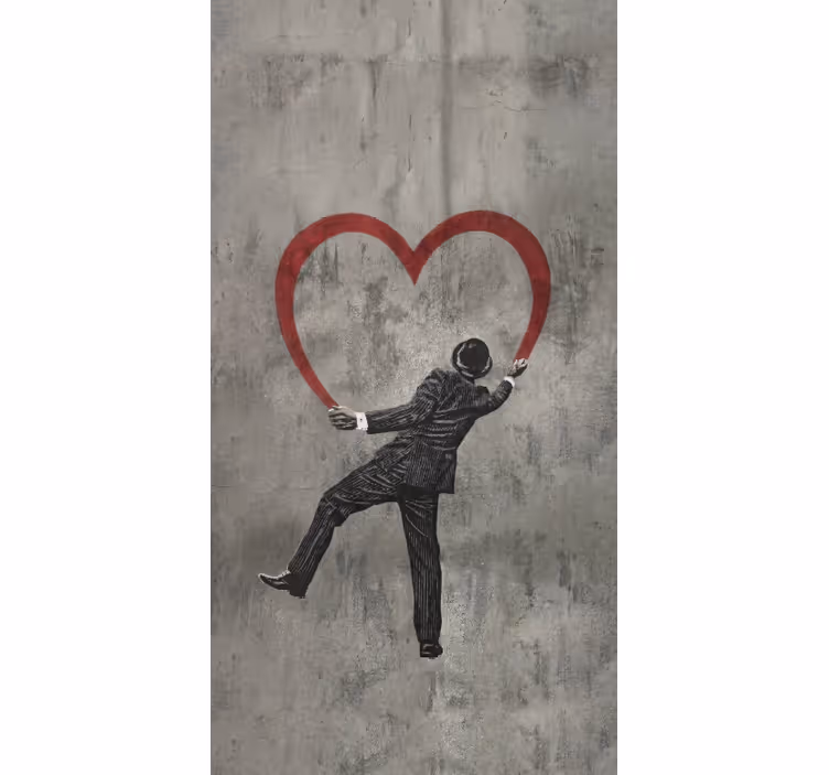 Tenda a rullo grigia graffiti cuore di banksy - TenStickers