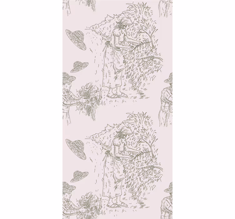 Tenda a rullo vintage scena di raccolto rurale - TenStickers