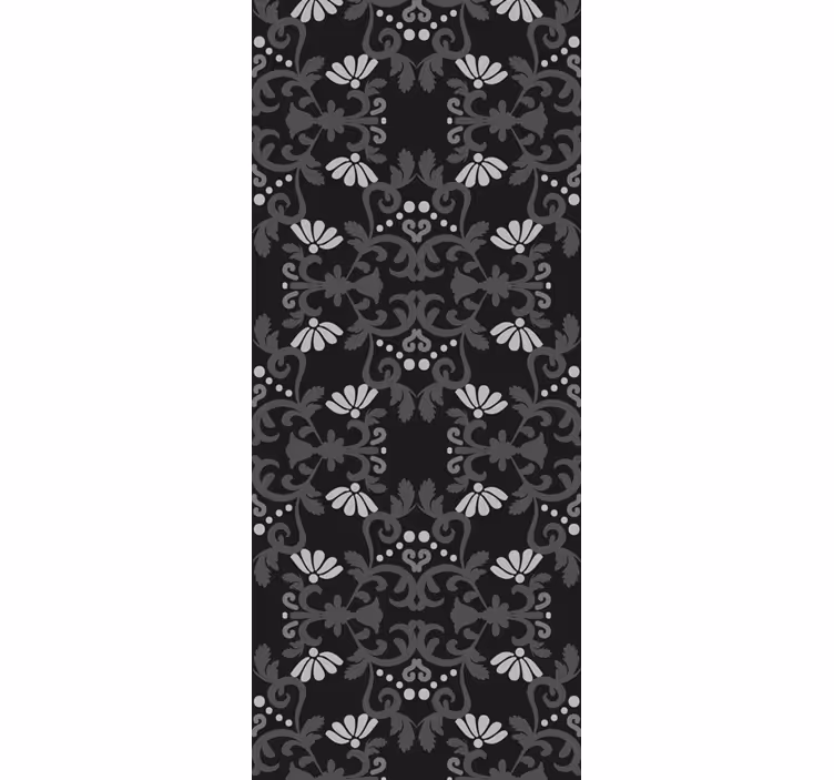 Tenda a rullo vintage stile damascato classico nero - TenStickers