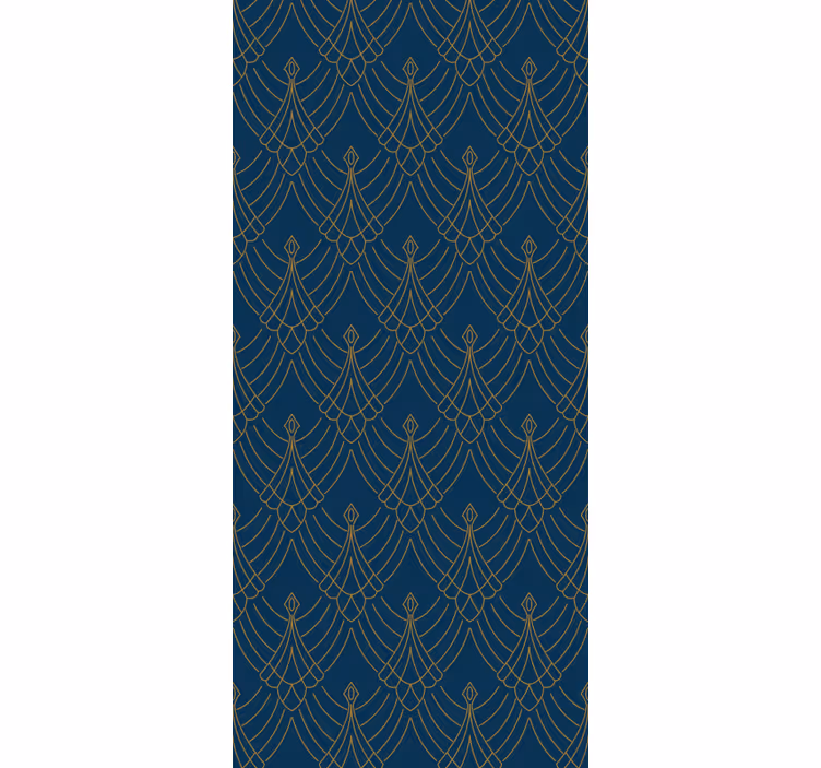 Tenda a rullo vintage stile decorativo blu e oro - TenStickers