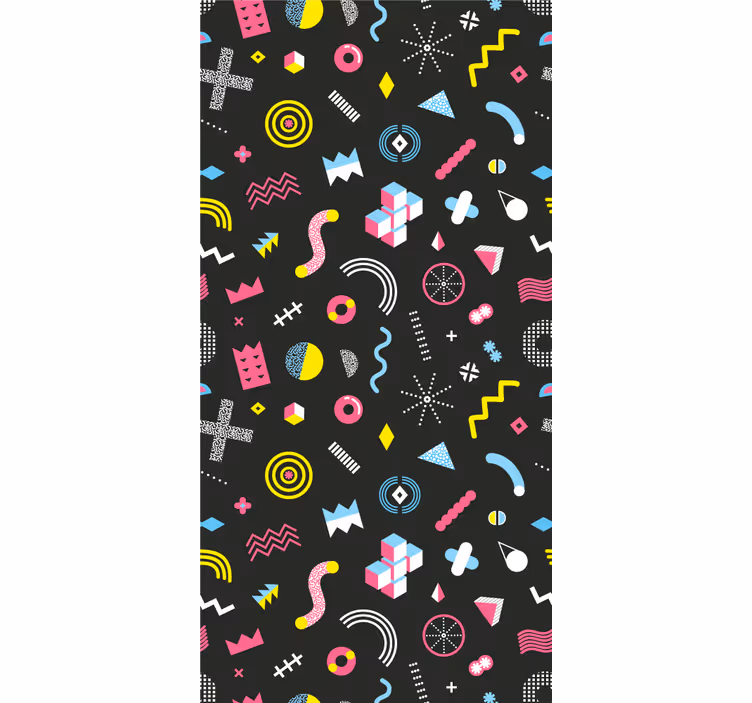 Tenda a rullo vintage motivo geometrico colorato memphis - TenStickers