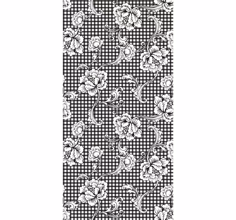 Tenda a rullo vintage motivo gingham bianco e nero - TenStickers