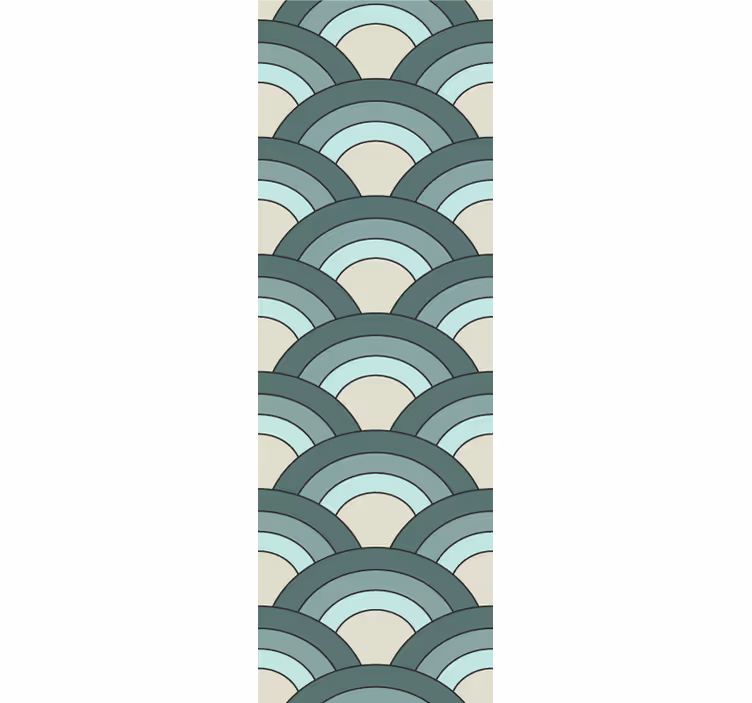 Tenda a rullo vintage motivo a squame blu sfumate - TenStickers