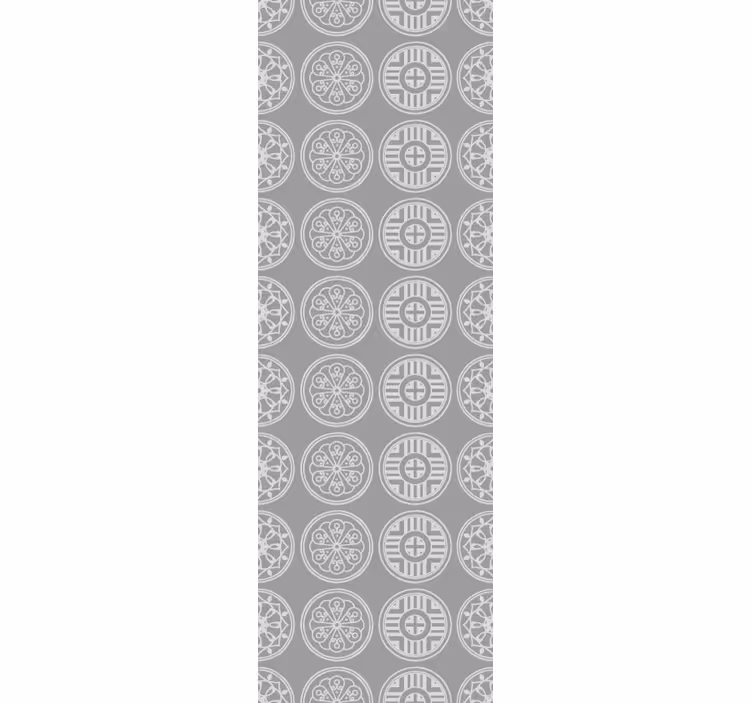 Tenda a rullo vintage forme tradizionali coreane grigie - TenStickers