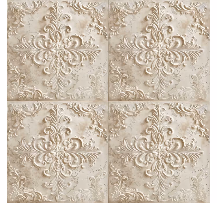 Tenda a rullo vintage piastrelle beige - TenStickers
