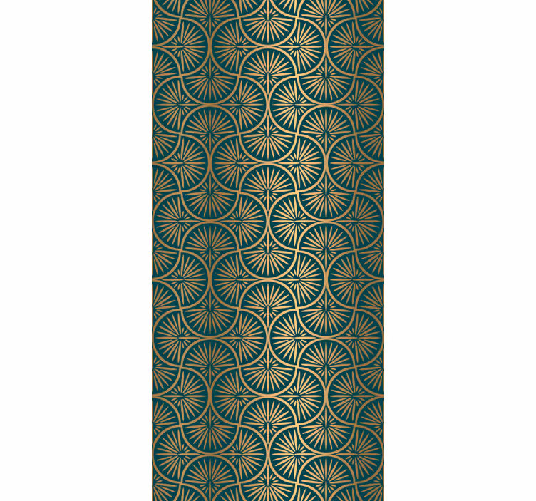 Tenda a rullo vintage stile decorativo turchese e oro - TenStickers