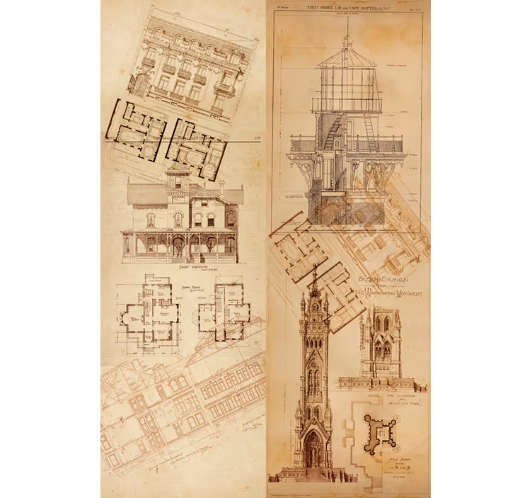 Tenda a rullo vintage carta da parati perla architettonica - TenStickers