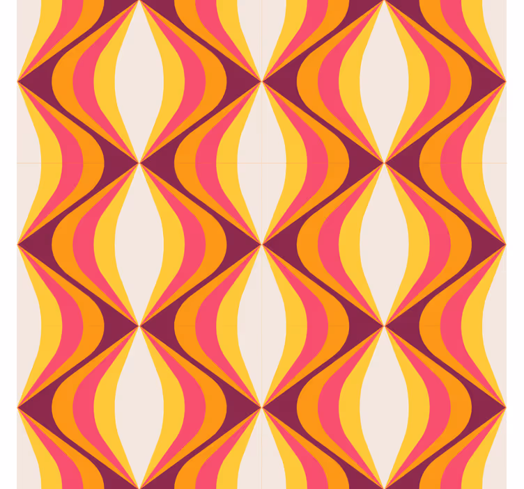 Tenda a rullo vintage onda arancione retro - TenStickers