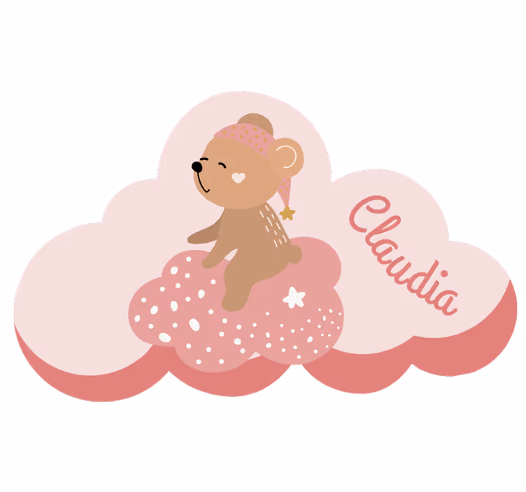 Tenda a rullo rosa e tappeto vinilico orso nordico - TenStickers