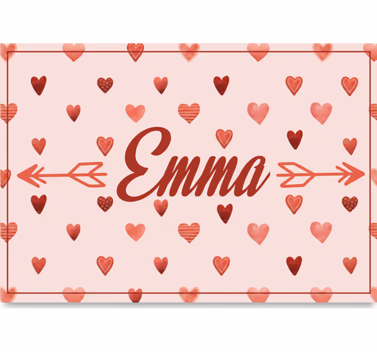 Tenda a rullo rosa con motivo cuori personalizzati nome - TenStickers