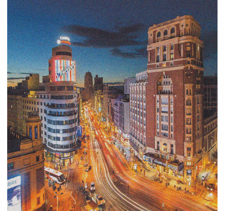 Tenda a rullo soggiorno movimento gran via di sera - TenStickers