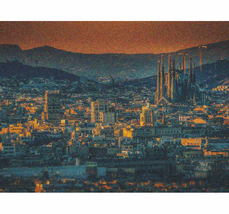 Tenda a rullo soggiorno barcellona di notte dall'alto - TenStickers