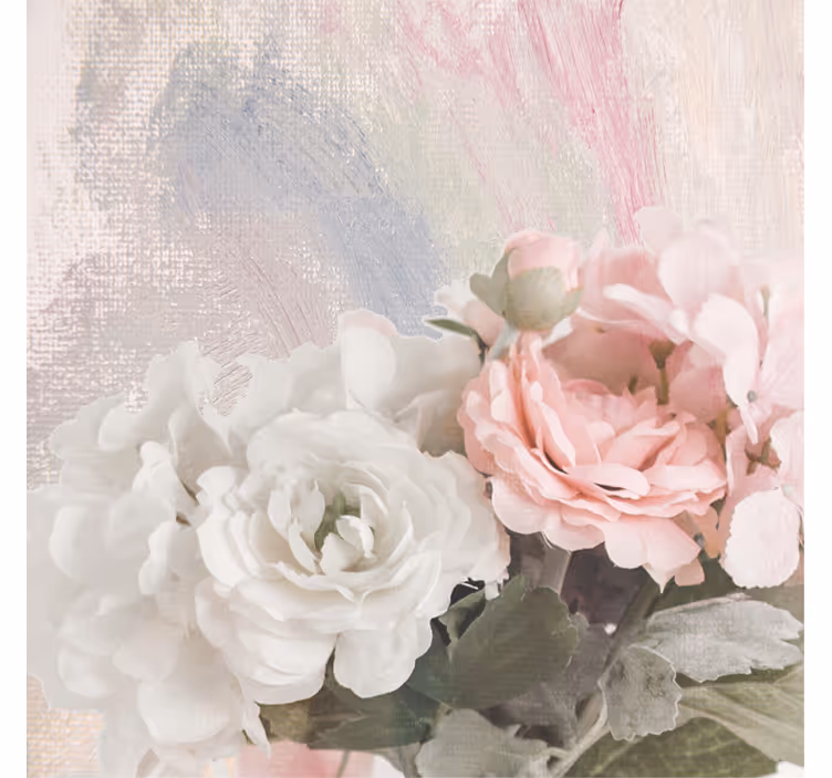 Tenda a rullo soggiorno fiori bianchi e rosa shabby chic - TenStickers