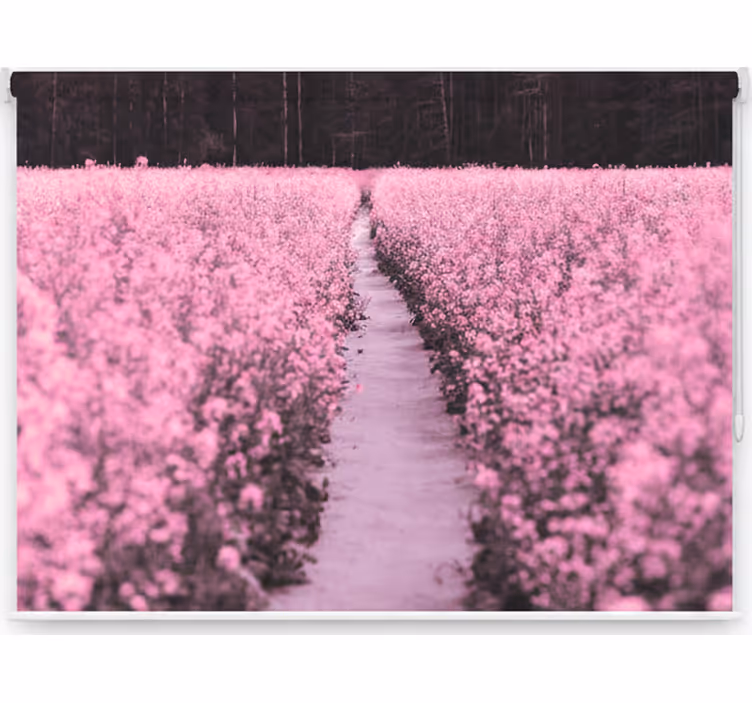 Tenda a rullo soggiorno prato elegante di fiori rosa - TenStickers