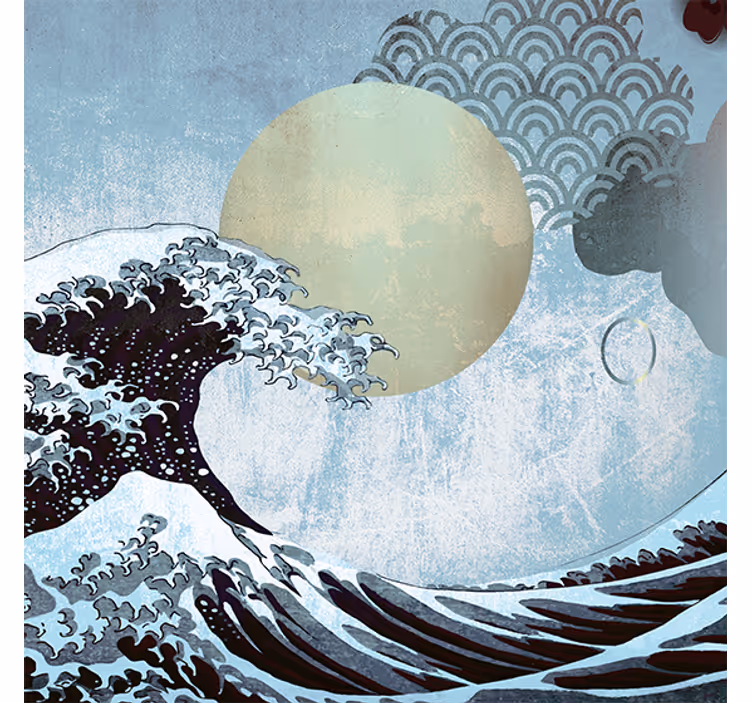 Tenda a rullo soggiorno arte orientale onda - TenStickers