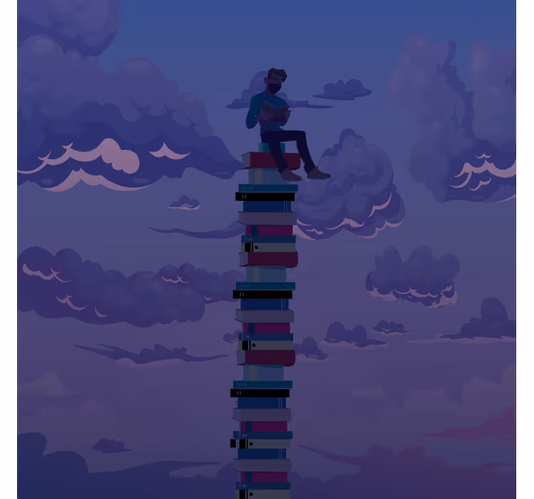 Tenda a rullo soggiorno illustrazione torre di libri - TenStickers