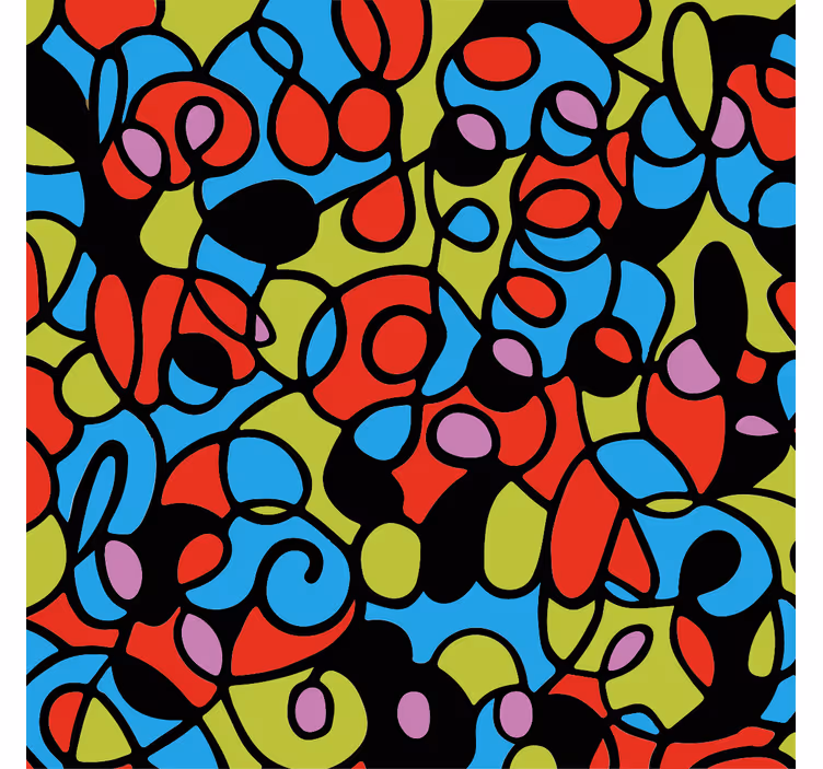 Tenda a rullo soggiorno design colorato con linee nere - TenStickers
