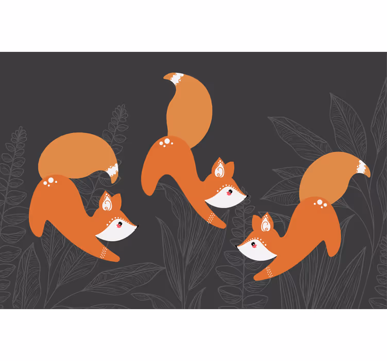 Tenda a rullo soggiorno volpi in foresta stile scandinavo - TenStickers